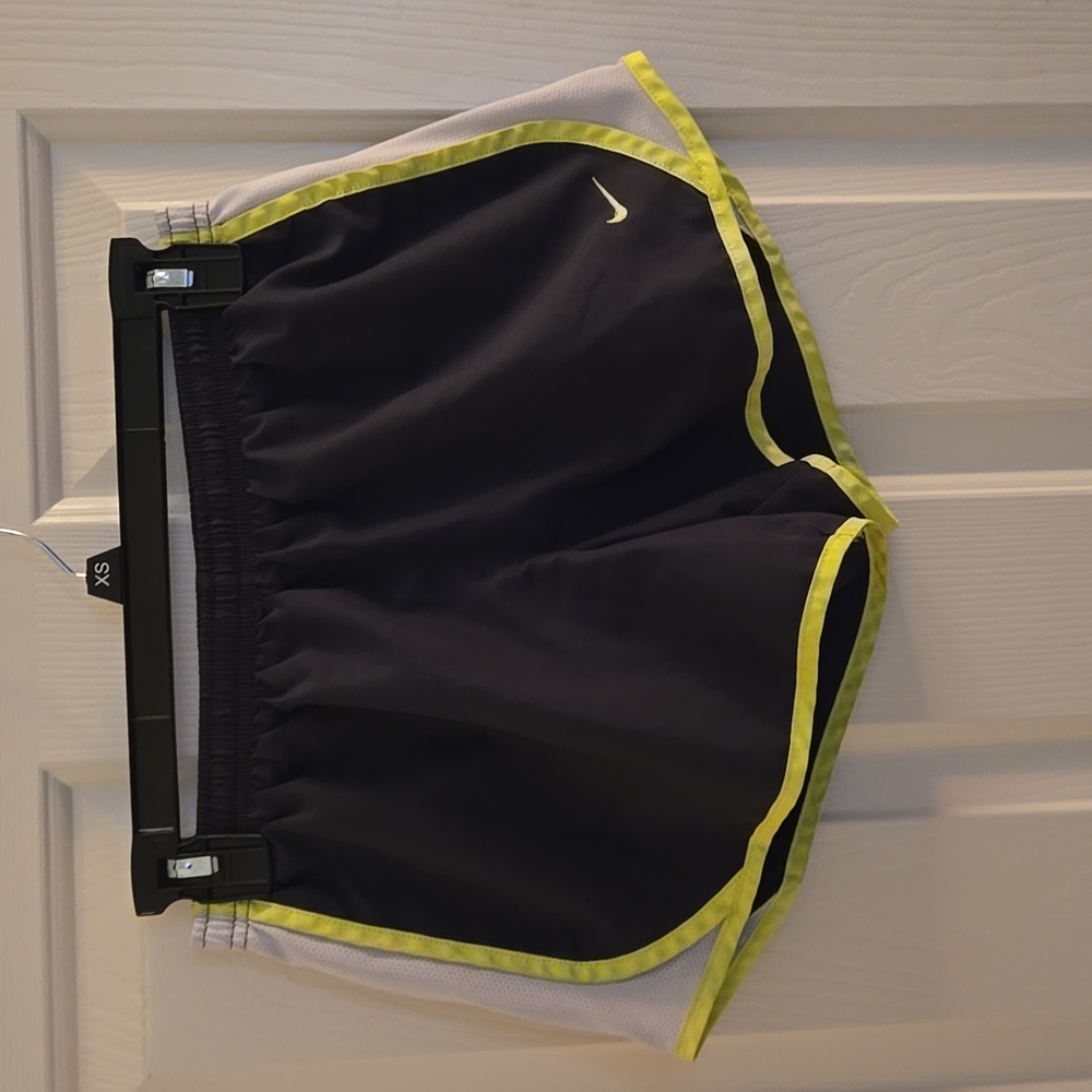 Nike Dri-FIT Shorts. Youth Girls Size Large. Colors are Gray, Lime Green & White